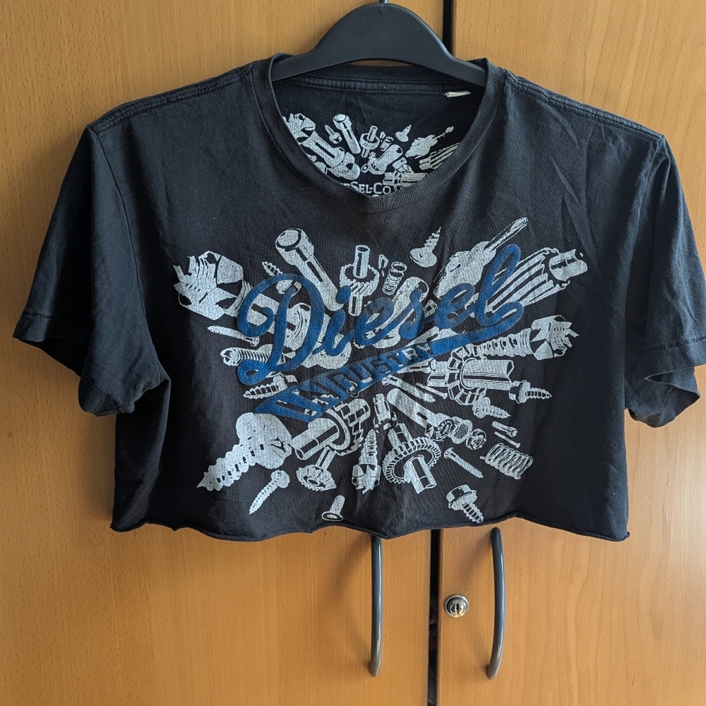 Diesel Black Vintage Crop Top Size M
